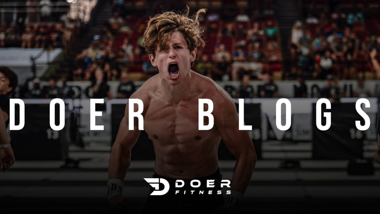 Banner of DOER BLOGS, small DOER FITNESS logo in the middle