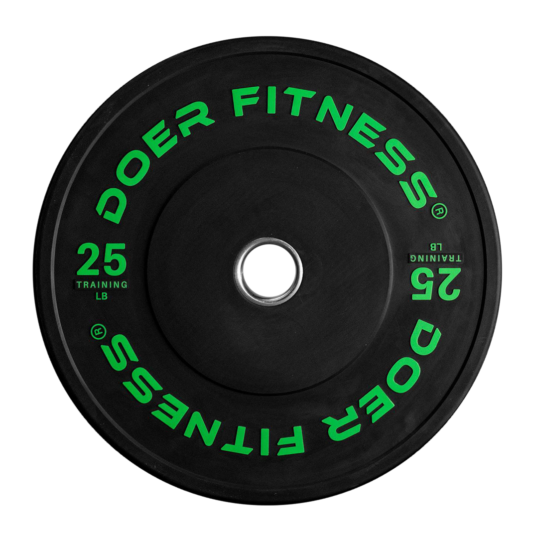 Color-Coded Black Bumper Plates 25 lb (Pair)  Plates - Doer Fitness
