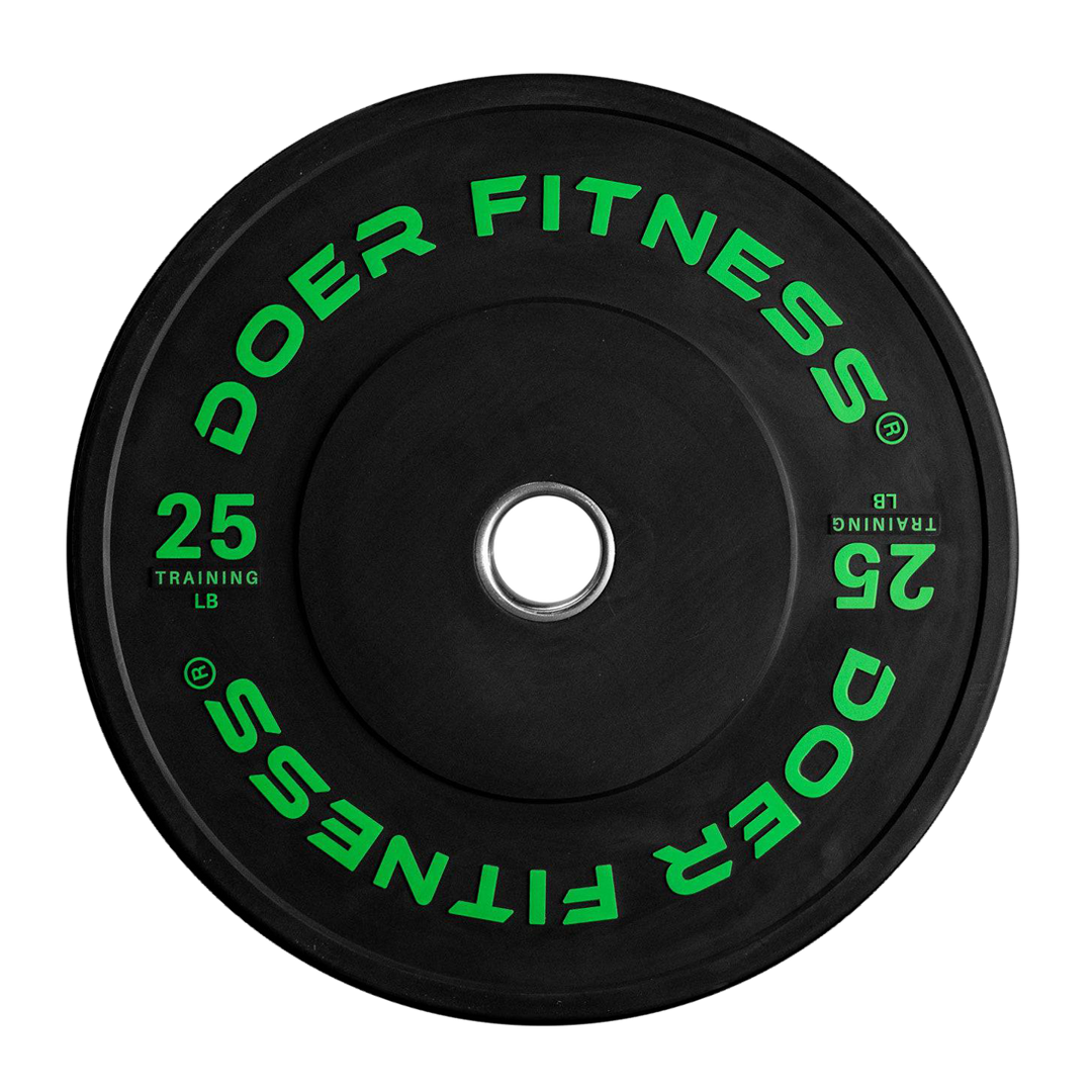 Color-Coded Black Bumper Plates 25 lb (Pair) Plates - Doer Fitness