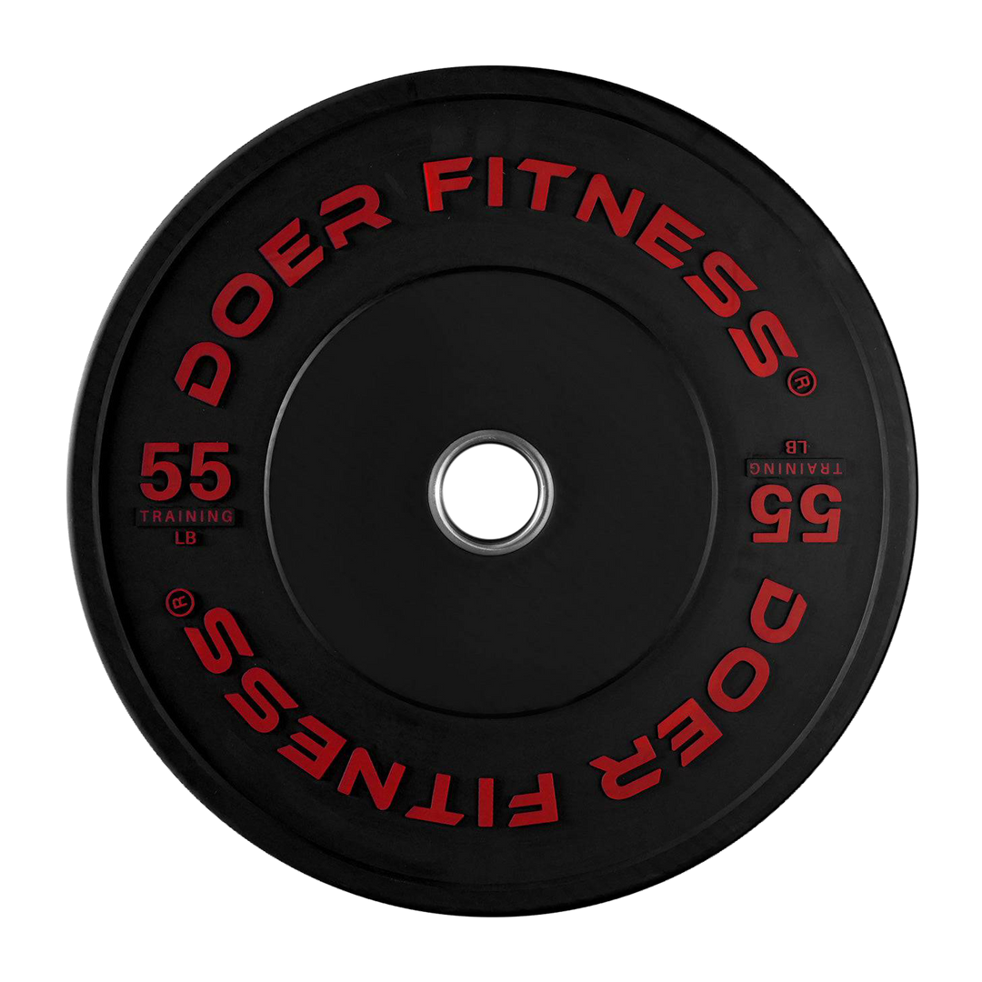 Color-Coded Black Bumper Plates 55 lb (Pair) Plates - Doer Fitness