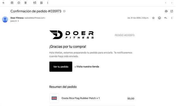 Confirmación de pedido