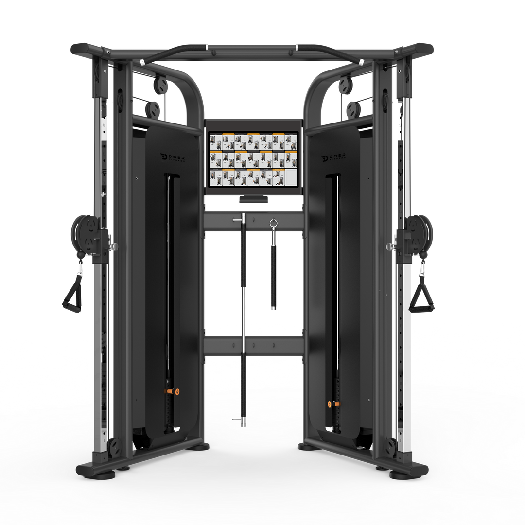 Dual Adjustable Pulley - Functional trainer with adjustable arms and smooth cable action.