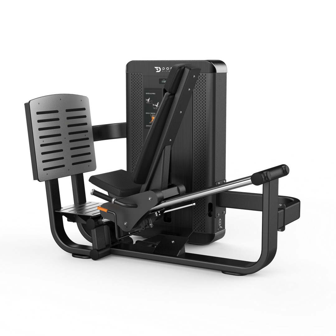 Seated Leg Press - Compact lower body machine with strong resistance curve.