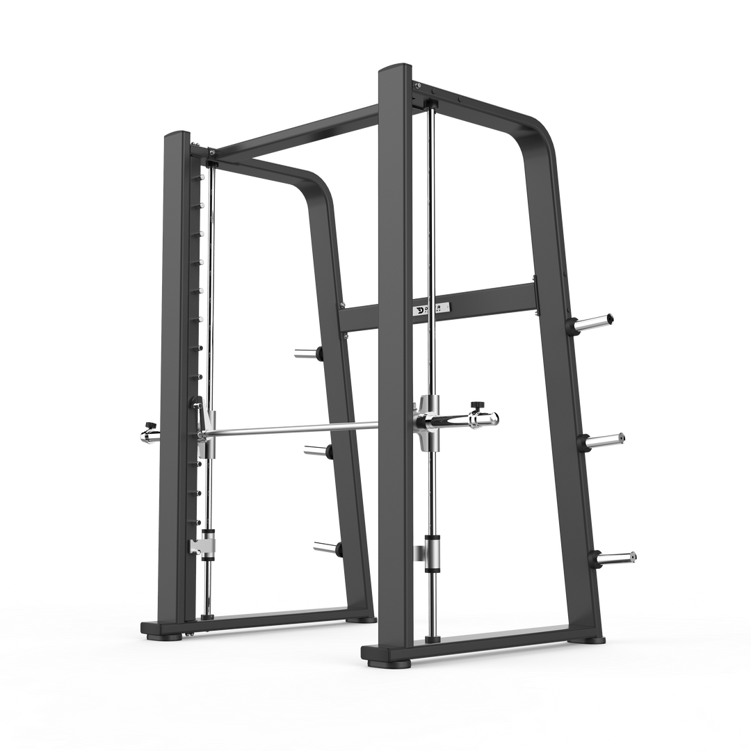 Smith Machine - Guided barbell system for safe, controlled lifting.