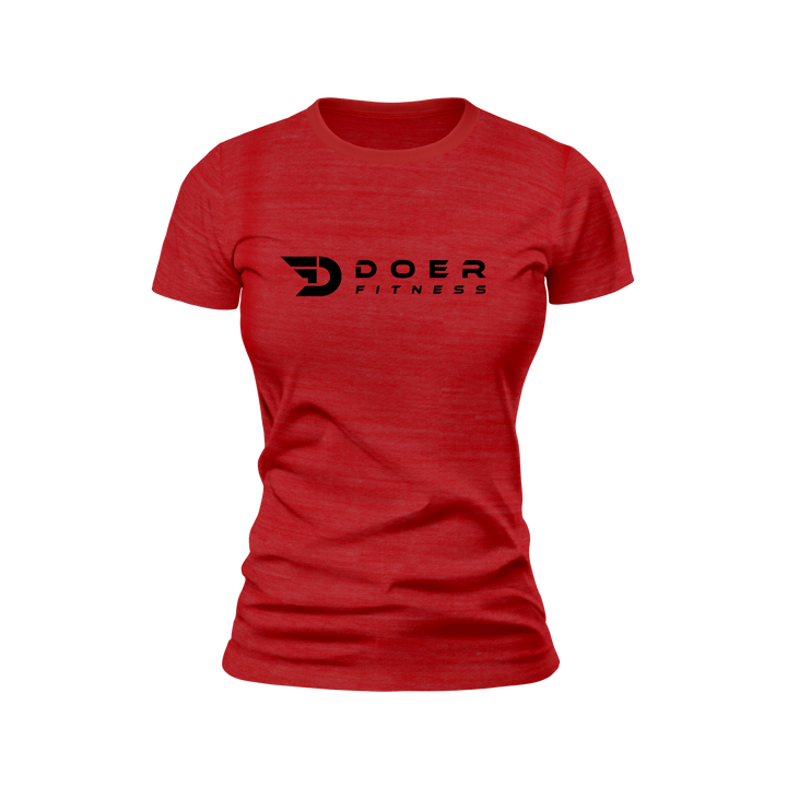 Doer Fitness - T-shirt Woman Red-Black