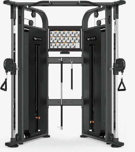 Doer Fitness Black Series Dual Adjustable Pulley – Functional cable machine with dual selectorized stacks, pull-up bar and accessory storage in matte black