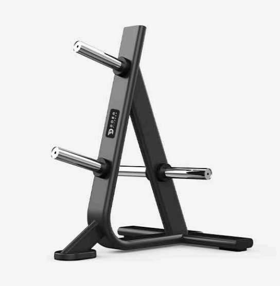 Doer Fitness Black Series Olympic Plate Storage – Premium weight plate rack with matte black frame and stainless steel horns for organized gym setup