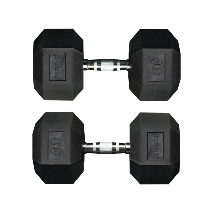 Hex Dumbbells pair 80 lb Weights - Doer Fitness