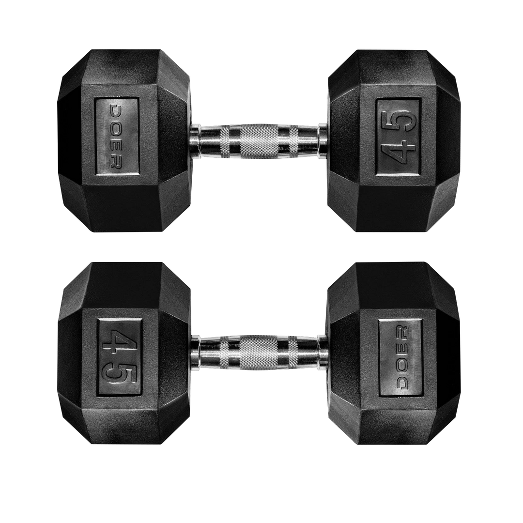 Hex Dumbbells pair 45 lb Weights - Doer Fitness