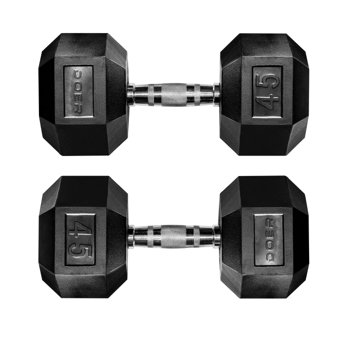 Hex Dumbbells pair 45 lb Weights - Doer Fitness