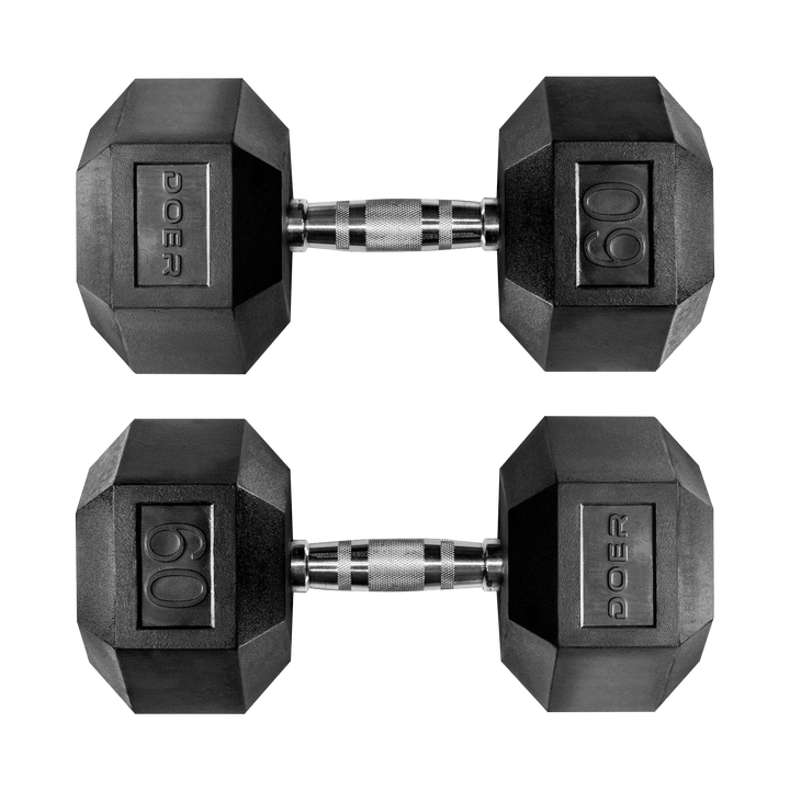 Hex Dumbbells pair 60 lb Weights - Doer Fitness