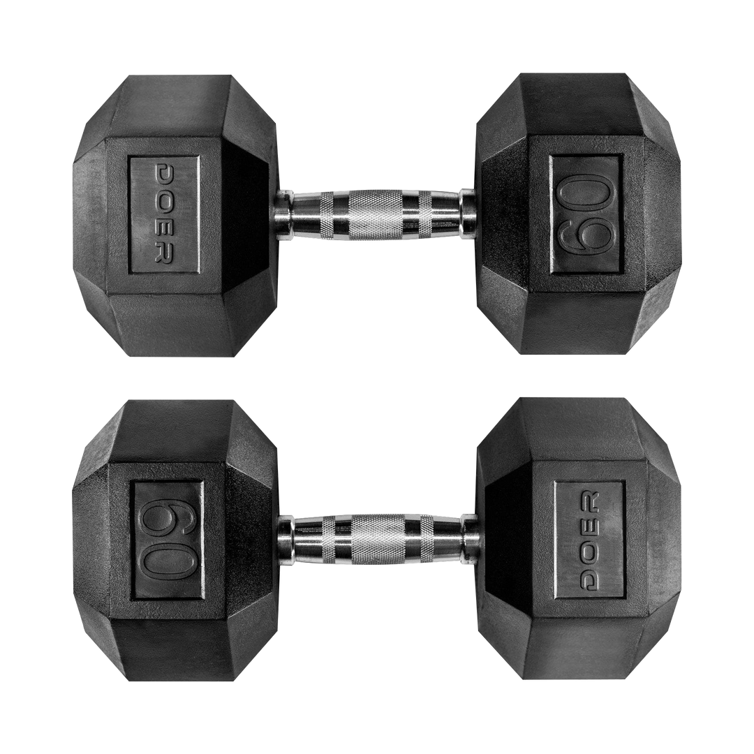 Hex Dumbbells pair 60 lb Weights - Doer Fitness