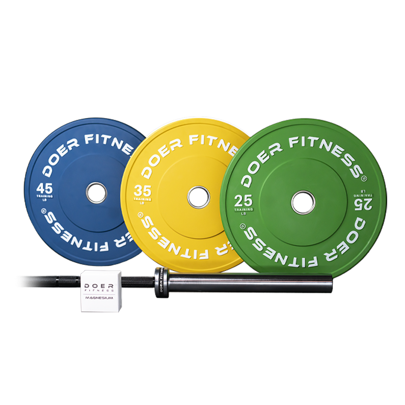 LIFTING PACKAGE 255 lbs "Color Bumper Plates"   - Doer Fitness