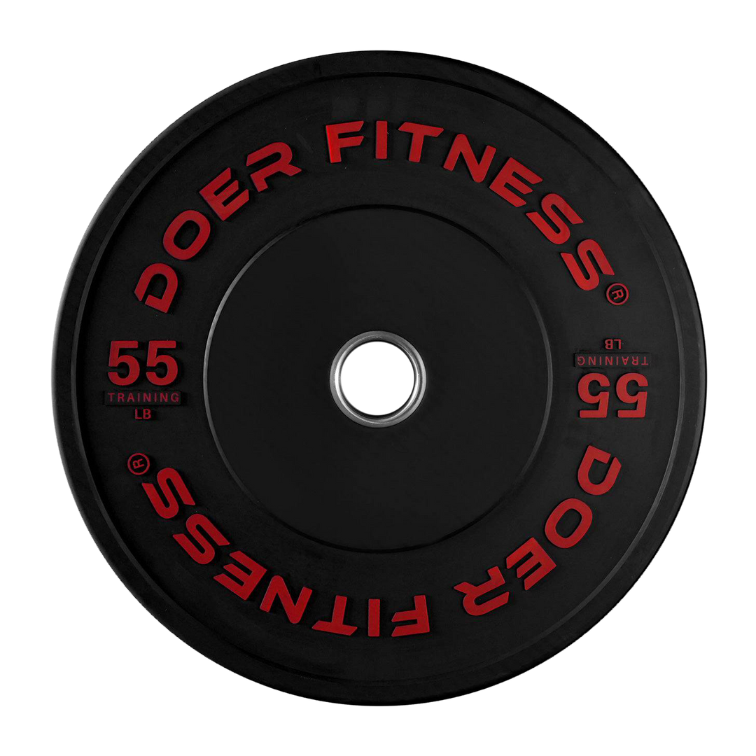 Color-Coded Black Bumper Plates 55 lb (Pair)  Plates - Doer Fitness
